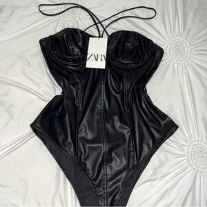 Zara faux leather bustier